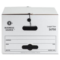 Business Source Light Duty Legal Size Storage Box - External Dimensions: 15" Width x 24" Depth x 10"Height - Media Size Supported: Legal - String/Button Tie Closure - Light Duty - Stackable - White -