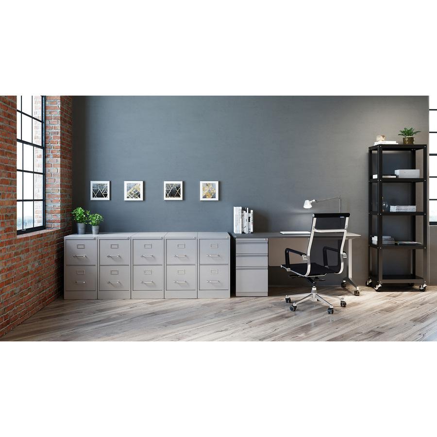 Lorell Fortress Series 22" Commercial-Grade Vertical File Cabinet - 15" x 22" x 28.4" - 2 x Drawer(s) for File - Letter - Lockable, Ball-bearing Suspension - Light Gray - Steel - Recycled