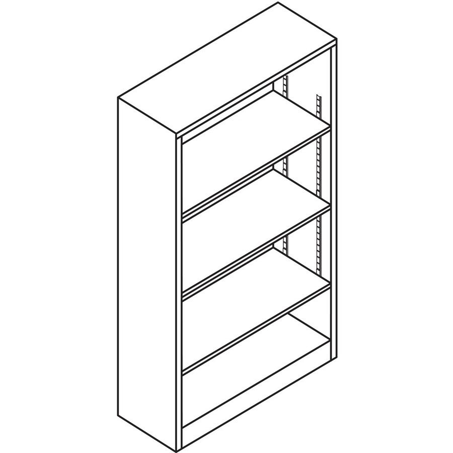 HON Brigade Steel Bookcase | 4 Shelves | 34-1/2"W | Light Gray Finish - 4 Shelf(ves) - 59" Height x 34.5" Width x 12.6" Depth - Adjustable Shelf, Reinforced, Welded, Durable, Compact - Steel