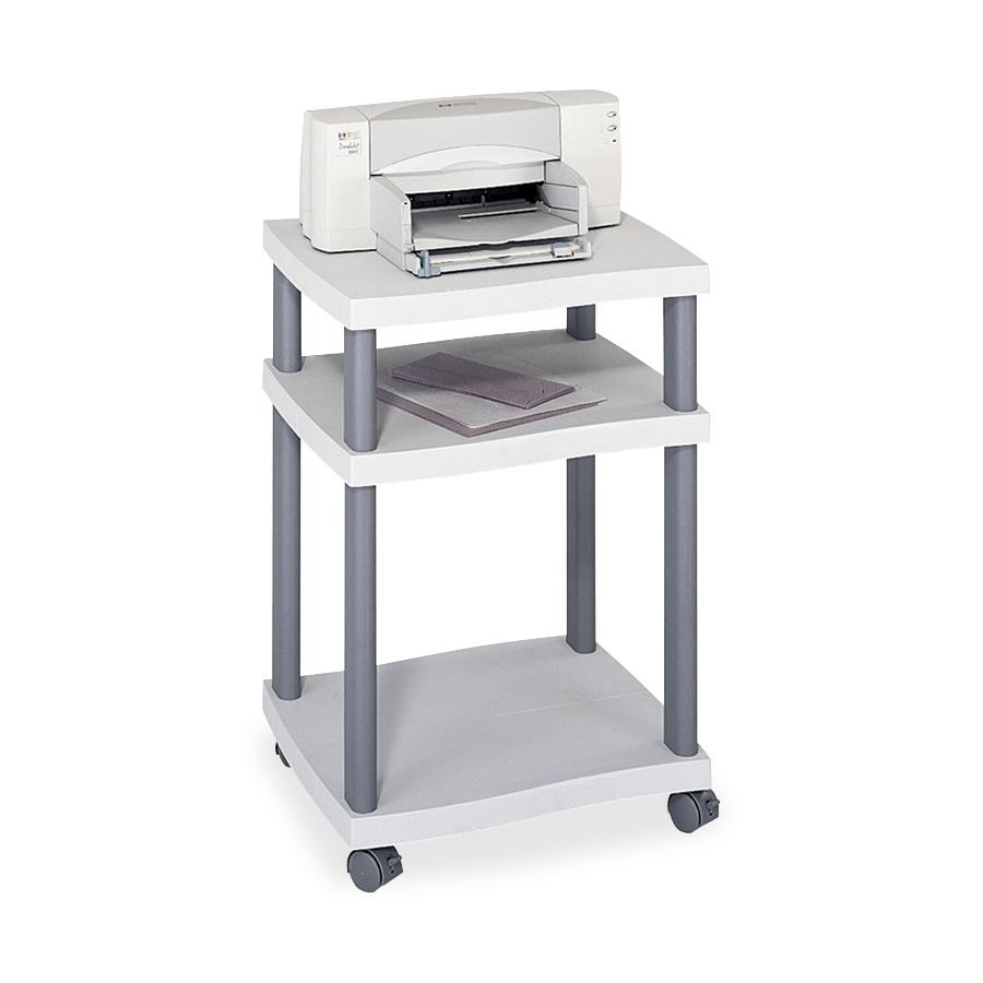 Safco Economy Desk Side Printer/Fax Stand - 100 lb Load Capacity - 2 x Shelf(ves) - 29.3" Height x 20" Width x 17.5" Depth - Floor - Plastic - Light Gray