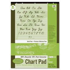 Decorol Recycled Chart Pad - 70 Sheets - Front Ruling Surface - Ruled - 1" Ruled - 24" x 32" - White Paper - Cursive Cover - Eco-friendly, Acid-free, Padded, Tab, Chipboard Backing, Hole-punched, Chlo