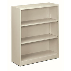 HON Brigade Steel Bookcase | 3 Shelves | 34-1/2"W | Light Gray Finish - 3 Shelf(ves) - 41" Height x 34.5" Width x 12.6" Depth - Adjustable Shelf, Reinforced, Welded, Durable, Compact - Steel