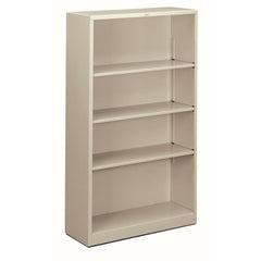 HON Brigade Steel Bookcase | 4 Shelves | 34-1/2"W | Light Gray Finish - 4 Shelf(ves) - 59" Height x 34.5" Width x 12.6" Depth - Adjustable Shelf, Reinforced, Welded, Durable, Compact - Steel