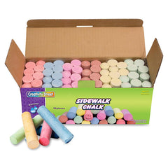 Creativity Street Sidewalk Chalk - 4" Length - 1" Diameter - Tan, Pink, Teal, Lime, Gray, White, Purple, Orange, Dark Blue, Light Blue, Dark Yellow, ... - 52 / Box - Non-toxic, Washable