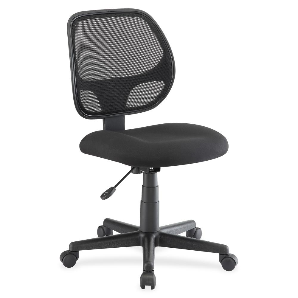 Lorell Multi-task Office Chair - Black Fabric Seat - Black Mesh Back - 5-star Base - Black - 1 Each