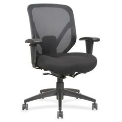 Lorell Executive Self-tilt Mesh Mid-back Office Chair - Fabric Seat - Fabric Back - 5-star Base - Black - 1 Each