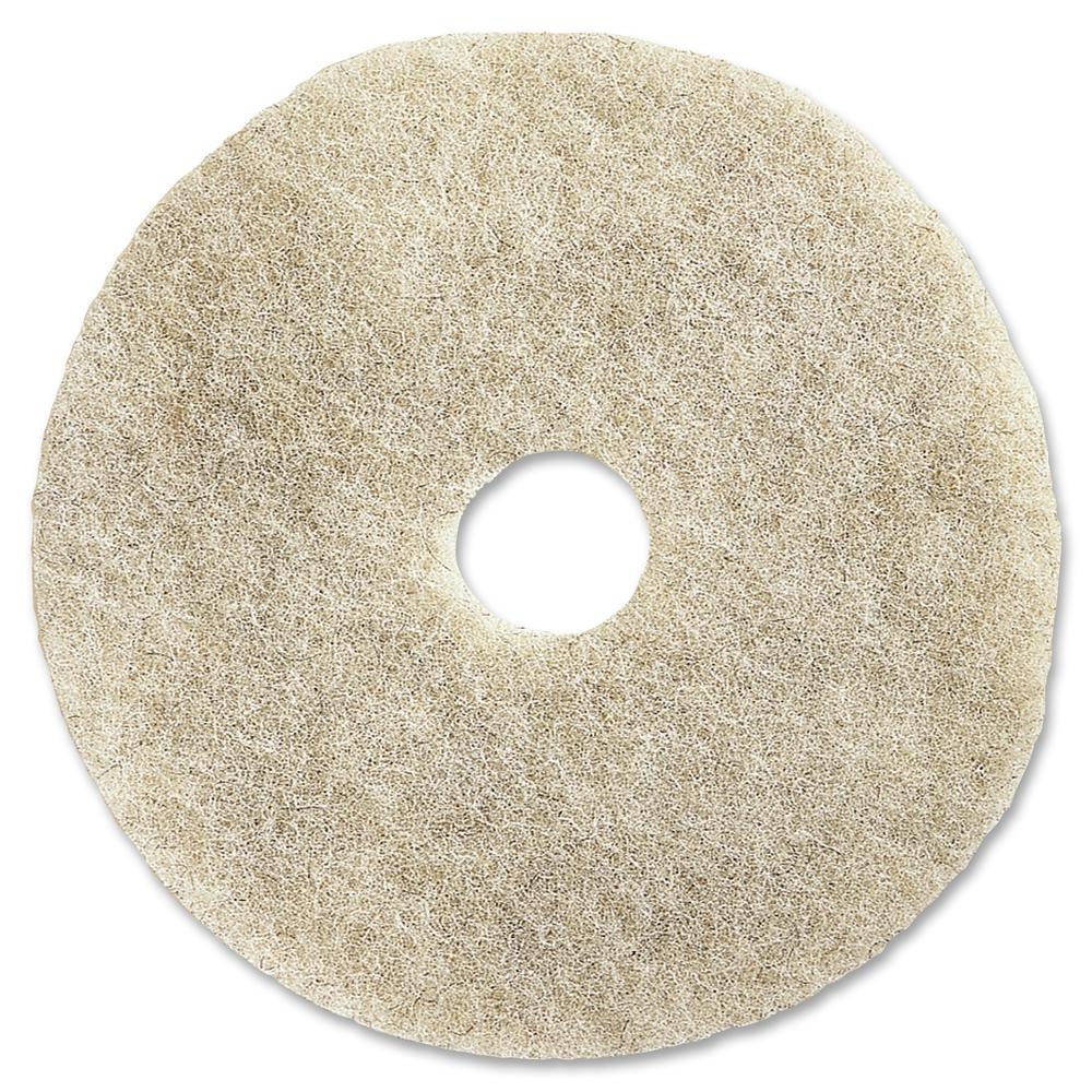 Genuine Joe 20" Natural Light Floor Pad - 20" Diameter - 5/Carton x 20" Diameter x 1" Thickness - Buffing, Floor - 1500 rpm to 3000 rpm Speed Supported - Flexible, Resilient, Soft, Non-abrasive, Dirt