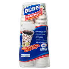 Dixie PerfecTouch 10 oz Hot Coffee Cup and Lid Sets by GP Pro - 50 / Pack - 6 / Carton - White - Coffee, Hot Drink, Beverage