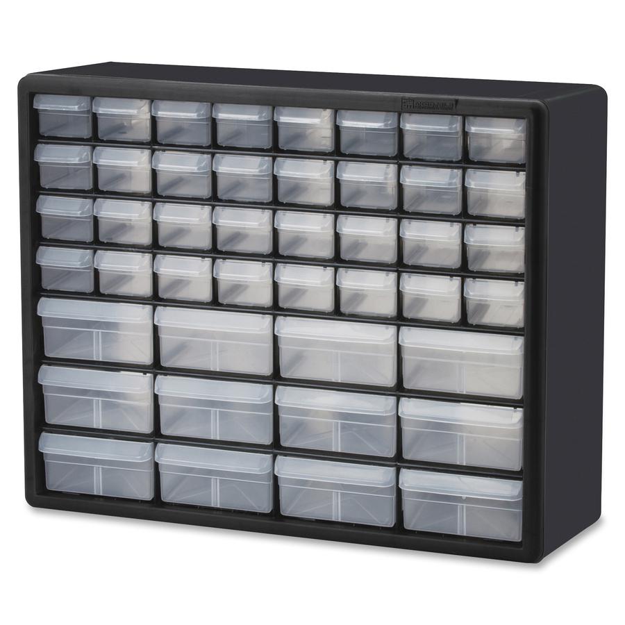 Akro-Mils 44-Drawer Plastic Storage Cabinet - 44 Compartment(s) - 15.8" Height6.4" Depth x 20" Length - Unbreakable, Stackable, Finger Grip - Black - Polystyrene - 1 Each