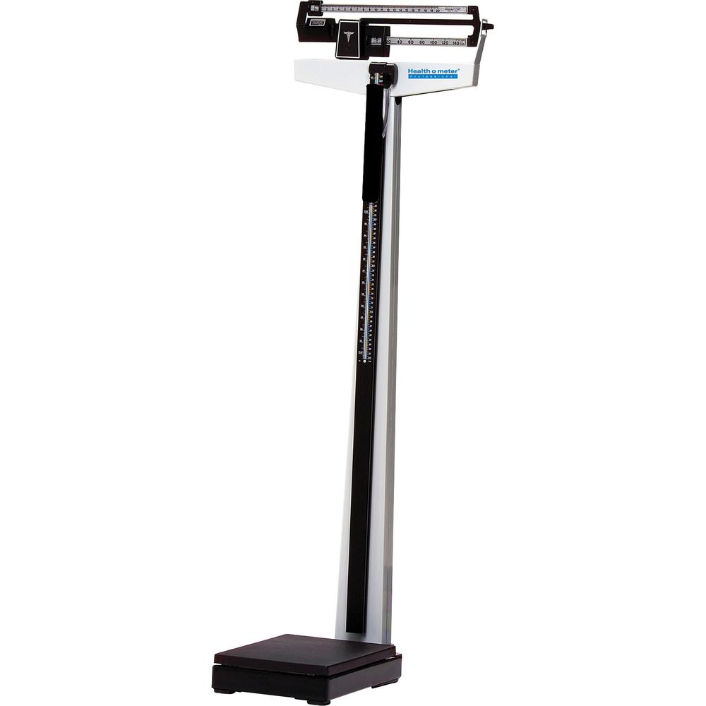 Health o Meter Dual-Reading Beam Scale - 390 lb / 180 kg Maximum Weight Capacity - 84" Maximum Height Measurement - Black, Silver