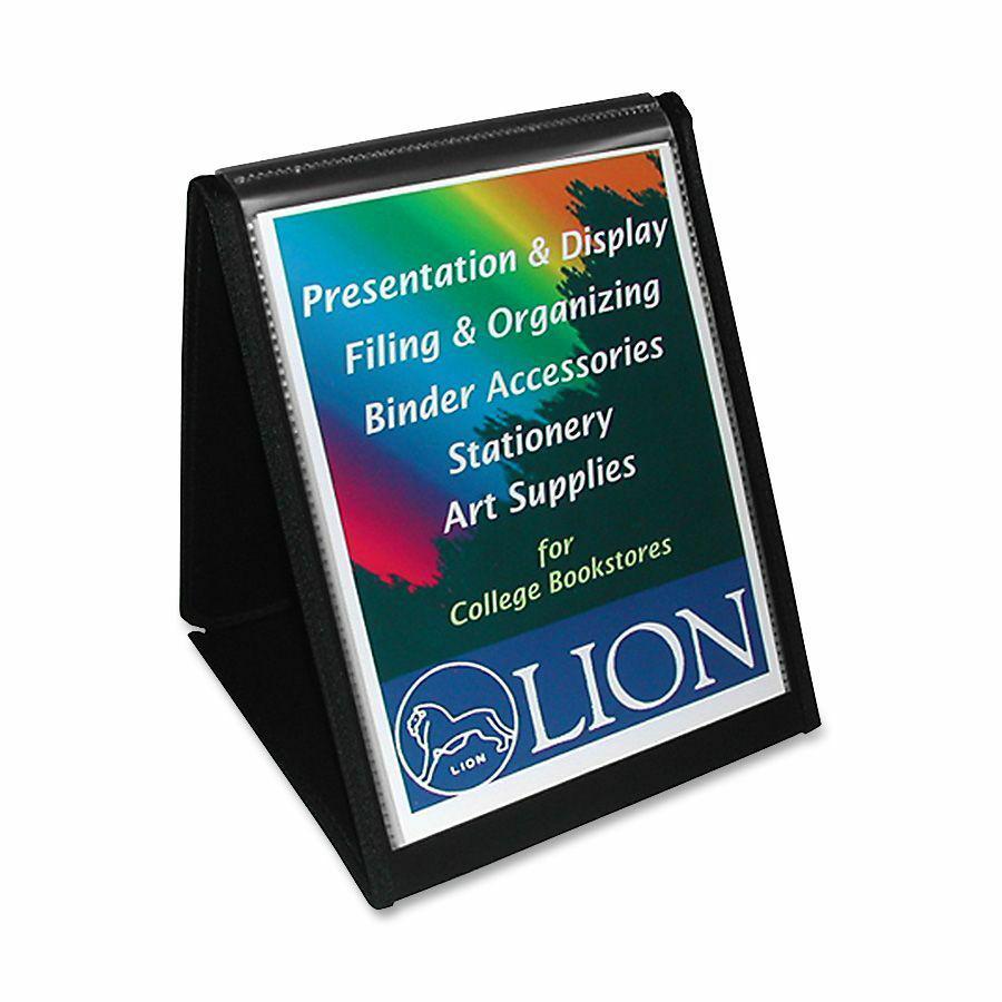 Lion Flip-N-Tell Display Easel Books - Letter - 8 1/2" x 11" Sheet Size - 40 Sheet Capacity - 20 Pocket(s) - Polypropylene - Black - 1.04 lb - Recycled - Non-stick, Acid-free, Lightweight, Reinforced