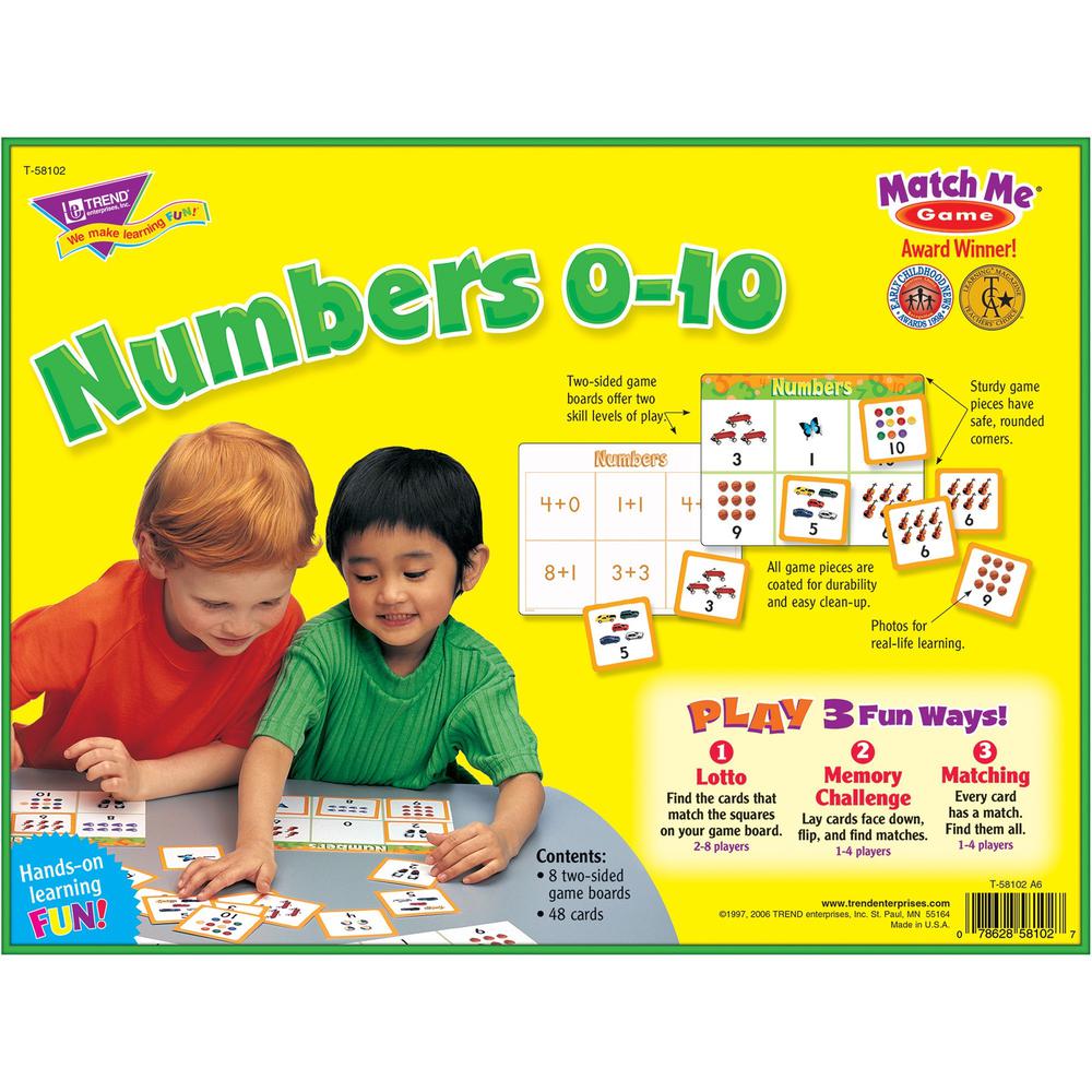 Trend Match Me Numbers 0-10 Learning Game - Educational - 1 to 8 Players - 1 Each