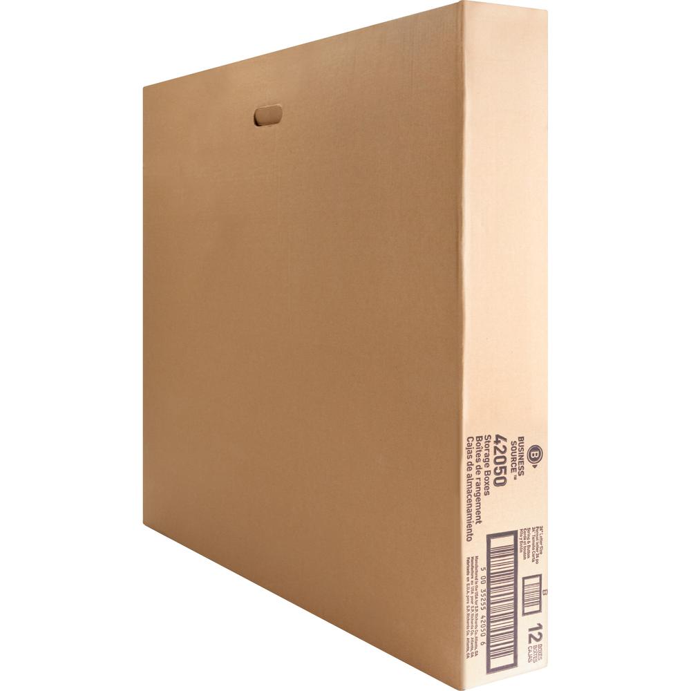 Business Source Light Duty Letter Size Storage Box - External Dimensions: 12" Width x 24" Depth x 10"Height - 350 lb - Media Size Supported: Letter - Light Duty - Stackable - White - For File - Recycl