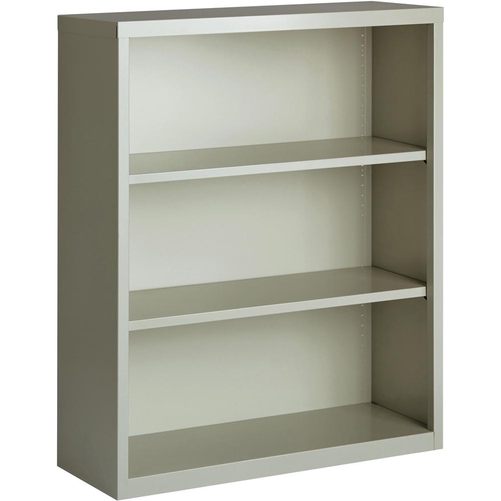 Lorell Fortress Series Bookcase - 34.5" x 13" x 42" - 3 x Shelf(ves) - Light Gray - Powder Coated - Steel - Recycled