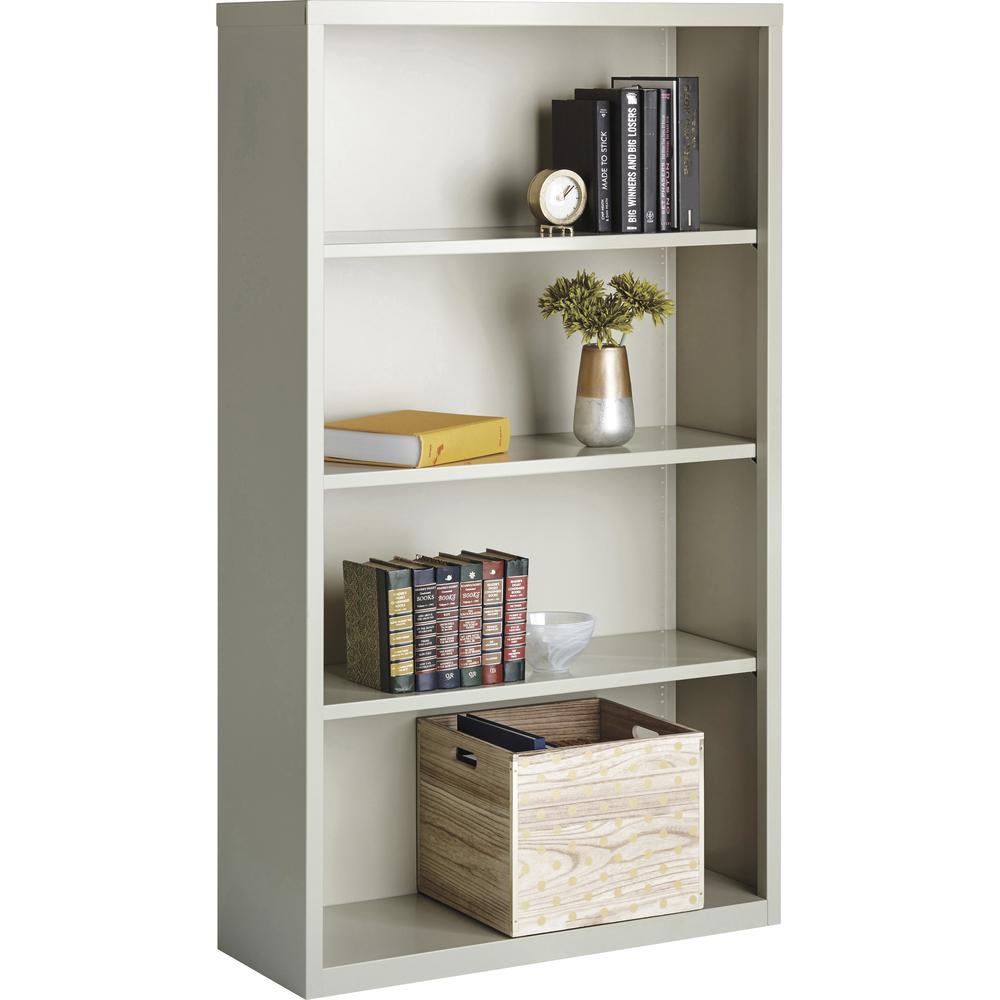 Lorell Fortress Series Bookcase - 34.5" x 13" x 60" - 4 x Shelf(ves) - Light Gray - Powder Coated - Steel - Recycled