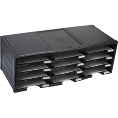 Storex 12-compartment Organizer - 6000 x Sheet - 12 Compartment(s) - 9.50" x 12" - 10.5" Height x 14.1" Width31.4" Length - 100% Recycled - Black - Polystyrene - 1 Each