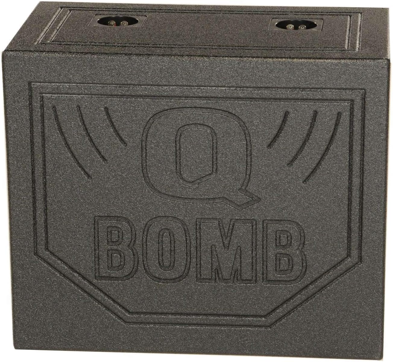Q Power Dual 10 Inch Vented Triangle Ported Wood Subwoofer Enclosure Box with Durable Bedliner Spray and Spring Loaded Terminals, Black