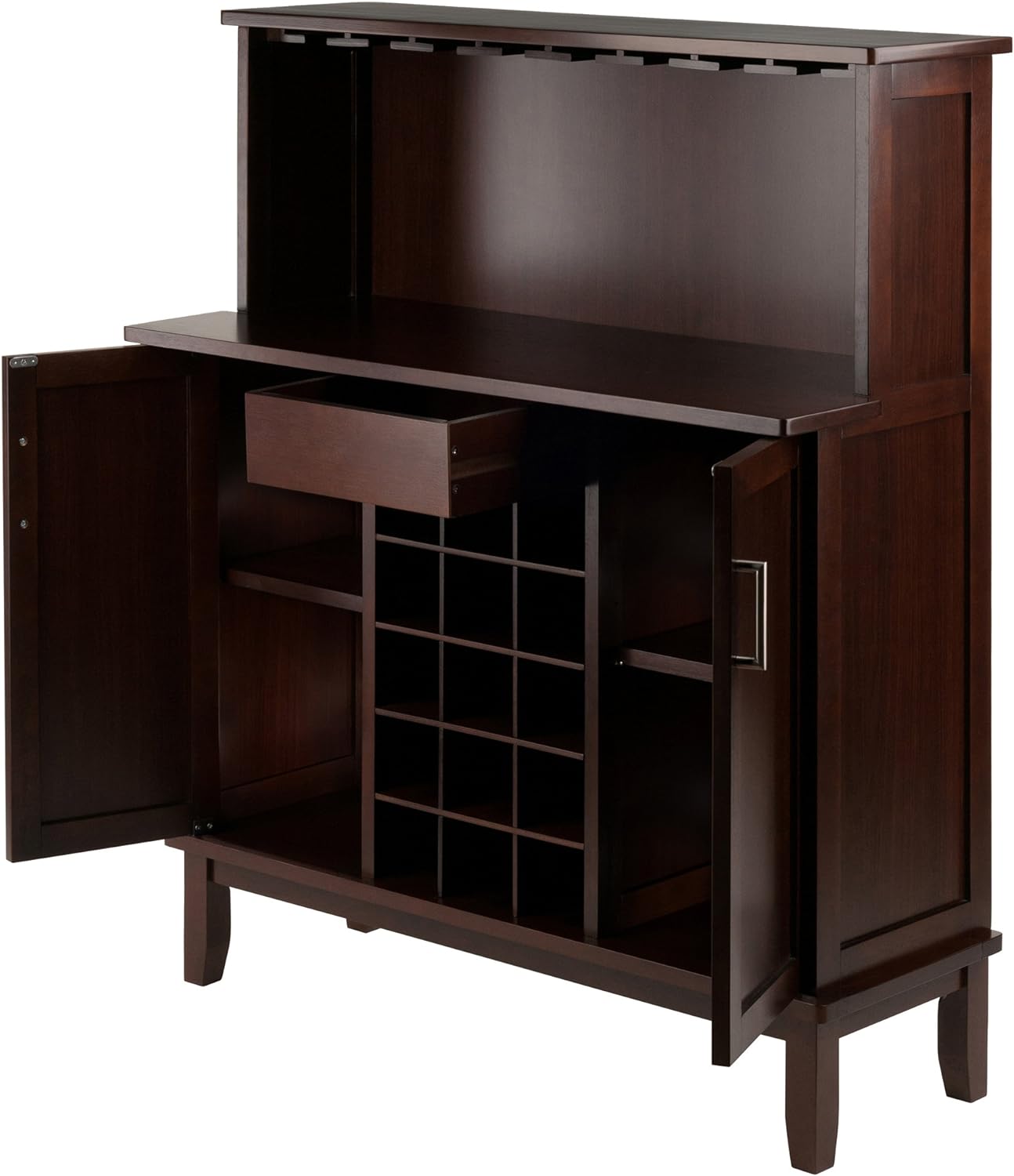 Winsome Beynac Bar Cappuccino Wine Cabinet