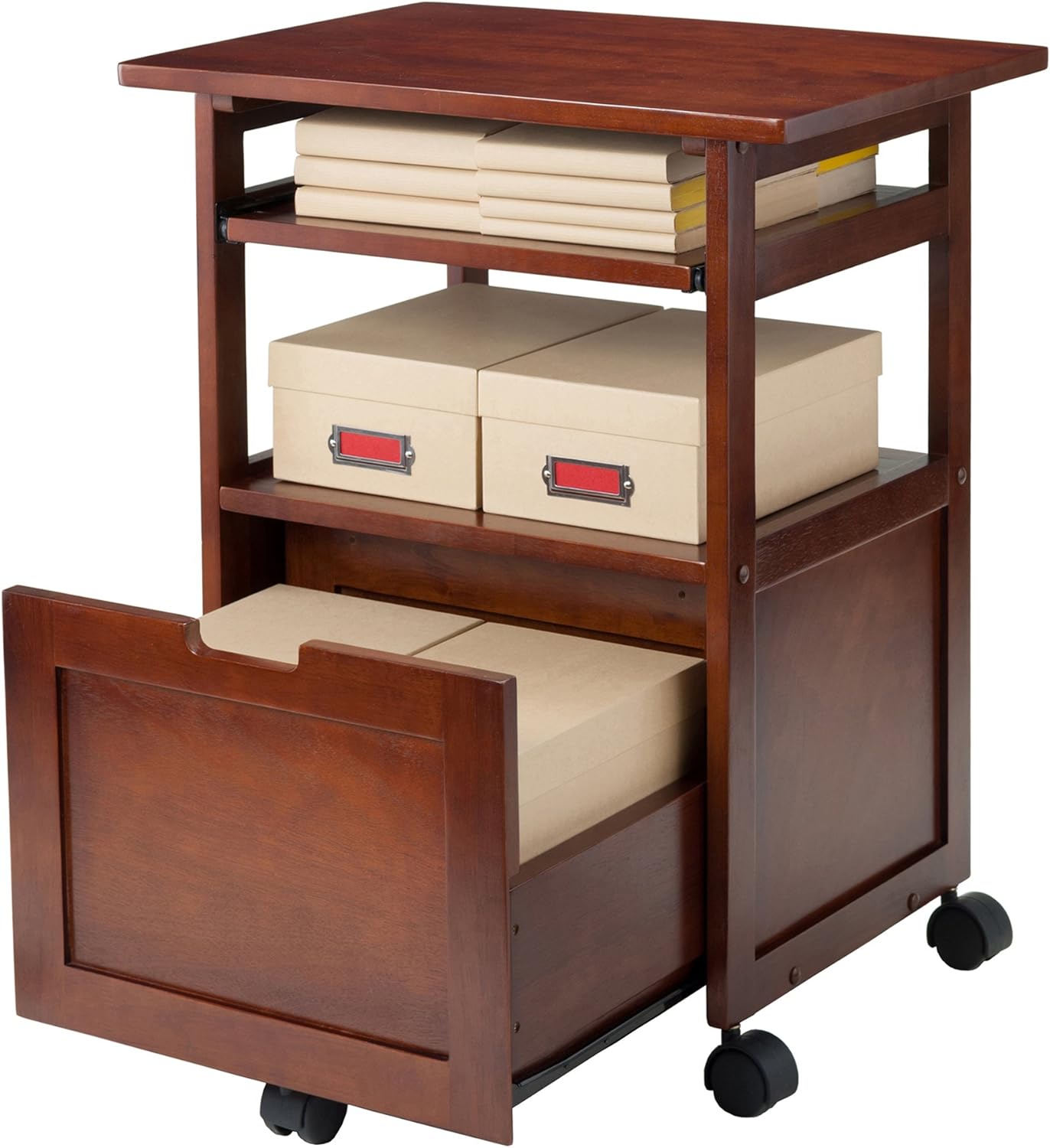 Winsome Piper Home Office, Walnut, 24.02"W x 29.65"H x 17.32"D