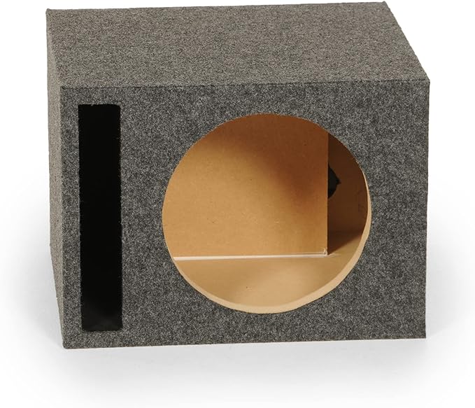 QPower QBASS Dual Vented 12 Inch Heavy Duty MDF Material Single Car Audio Subwoofer Enclosure Box with 2 Vents for Better Heat Management, Charcoal
