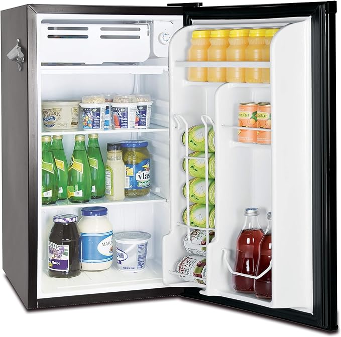 Frigidaire EFR376-B-BLACK 3.2-Cu.-Ft. 65-Watt Retro Bar Fridge with Side Bottle Opener (Black)