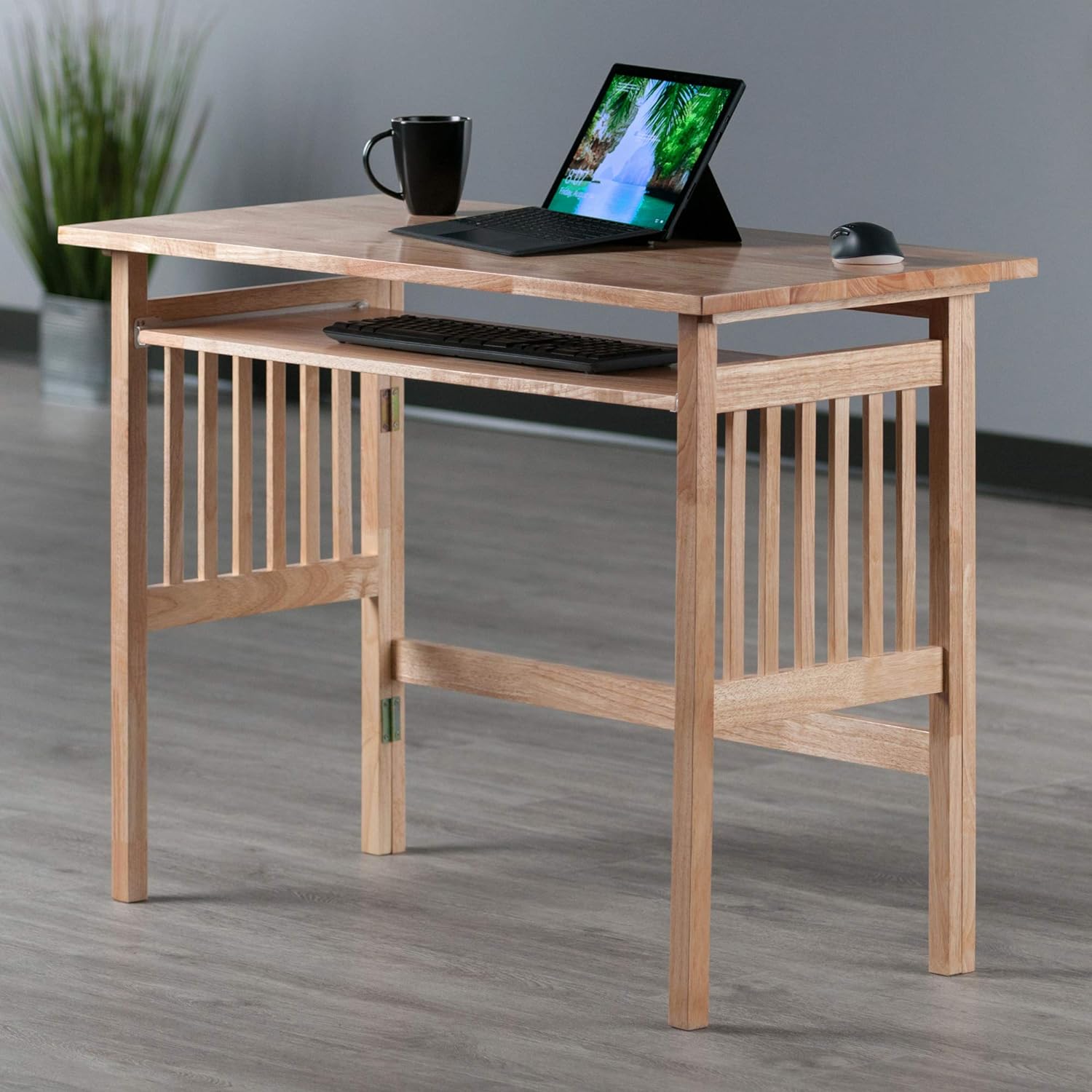 Folding Computer Desk, Beechwood