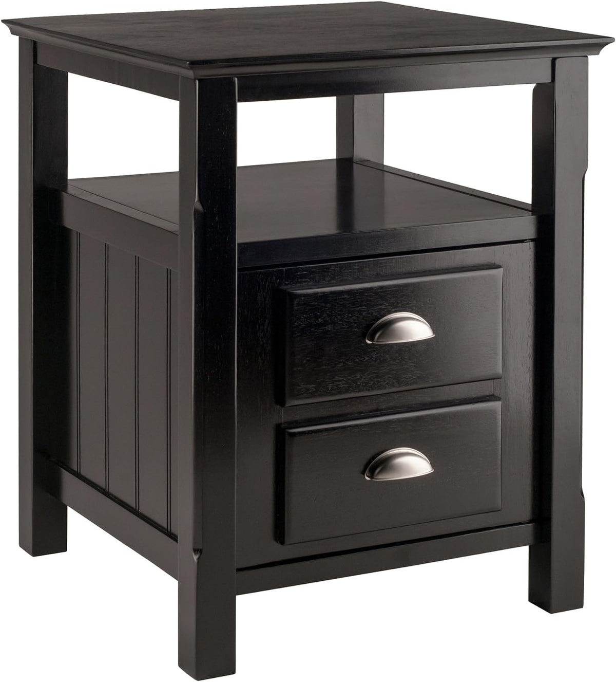 Winsome Solid Wood 2 Drawer Timber Night Stand Black Finish