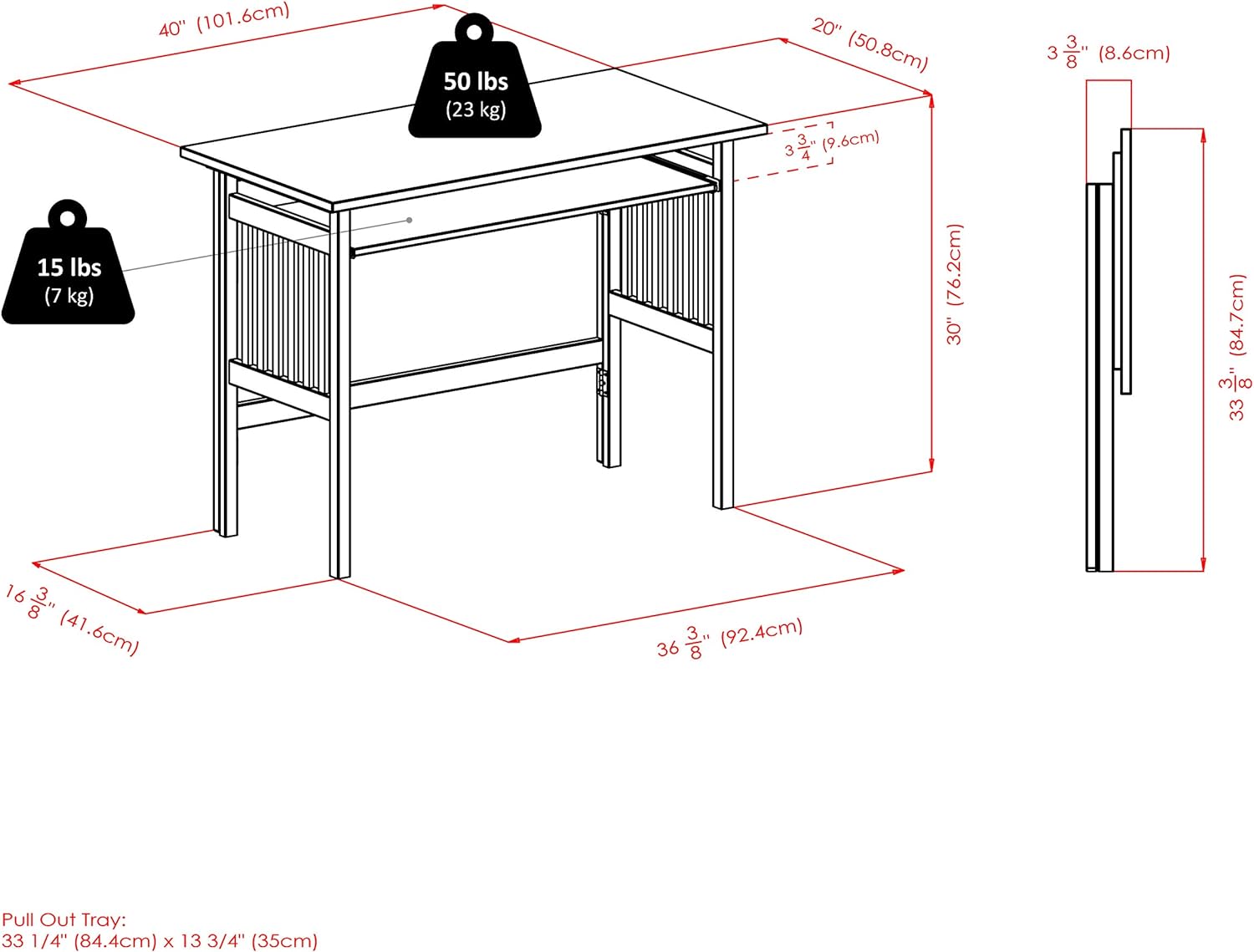 Folding Computer Desk, Beechwood