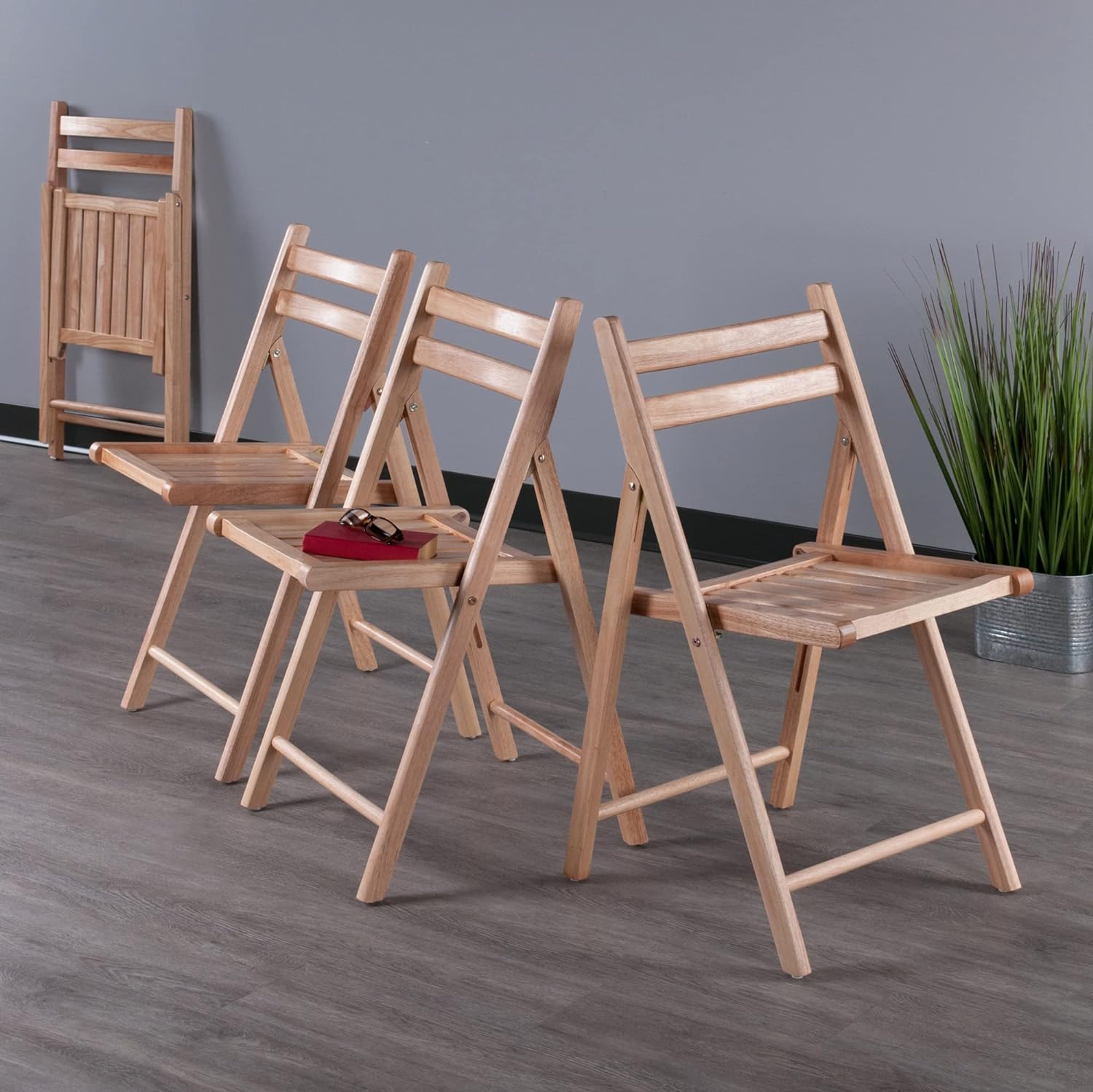 Robin 4-PC Folding Chair Set - Parent,Natural Finish, Set of 4, Wood