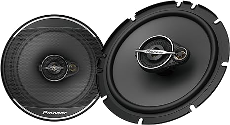 Pioneer A-Series Standard TS-A1671F, 3-Way Coaxial Car Audio Speakers, Full Range, Clear Sound Quality, Easy Installation and Enhanced Bass Response, Black and Gold Colored 6.5” Round Speakers