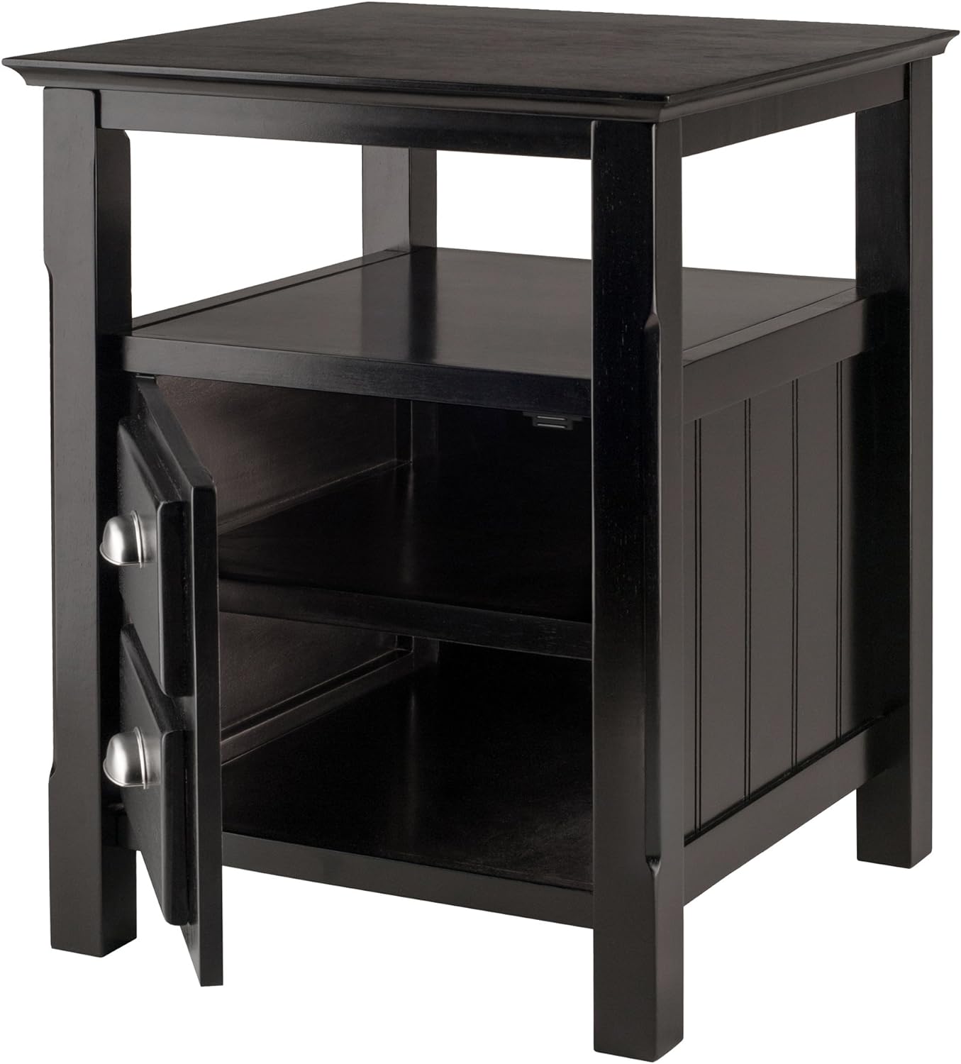 Winsome Solid Wood 2 Drawer Timber Night Stand Black Finish