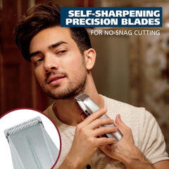 Wahl Beard Trimmer for Men - Battery Operated Facial Hair Grooming Set for Mustaches, Beard, Neckline, Light Detailing and Grooming with Bonus Battery Nose & Ear Hair Trimmer - Model 5537-420