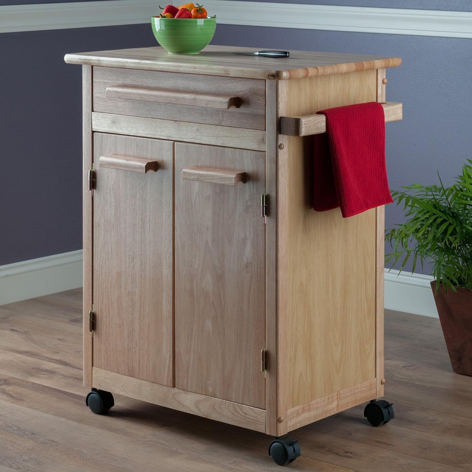 Winsome Wood Kitchen Cart, Natural, Single Drawer (82027)