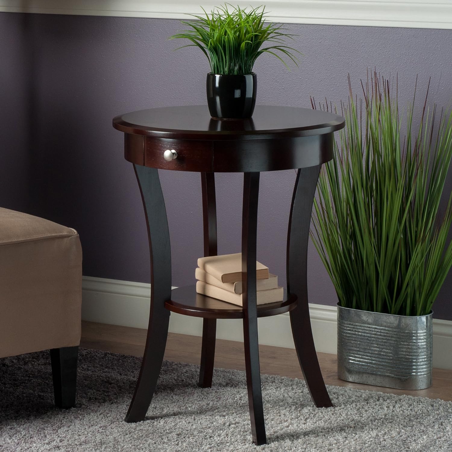 Winsome Wood Sasha Accent Table, Cappuccino(color may slightly vary), 20 in x 20 in x 27 in