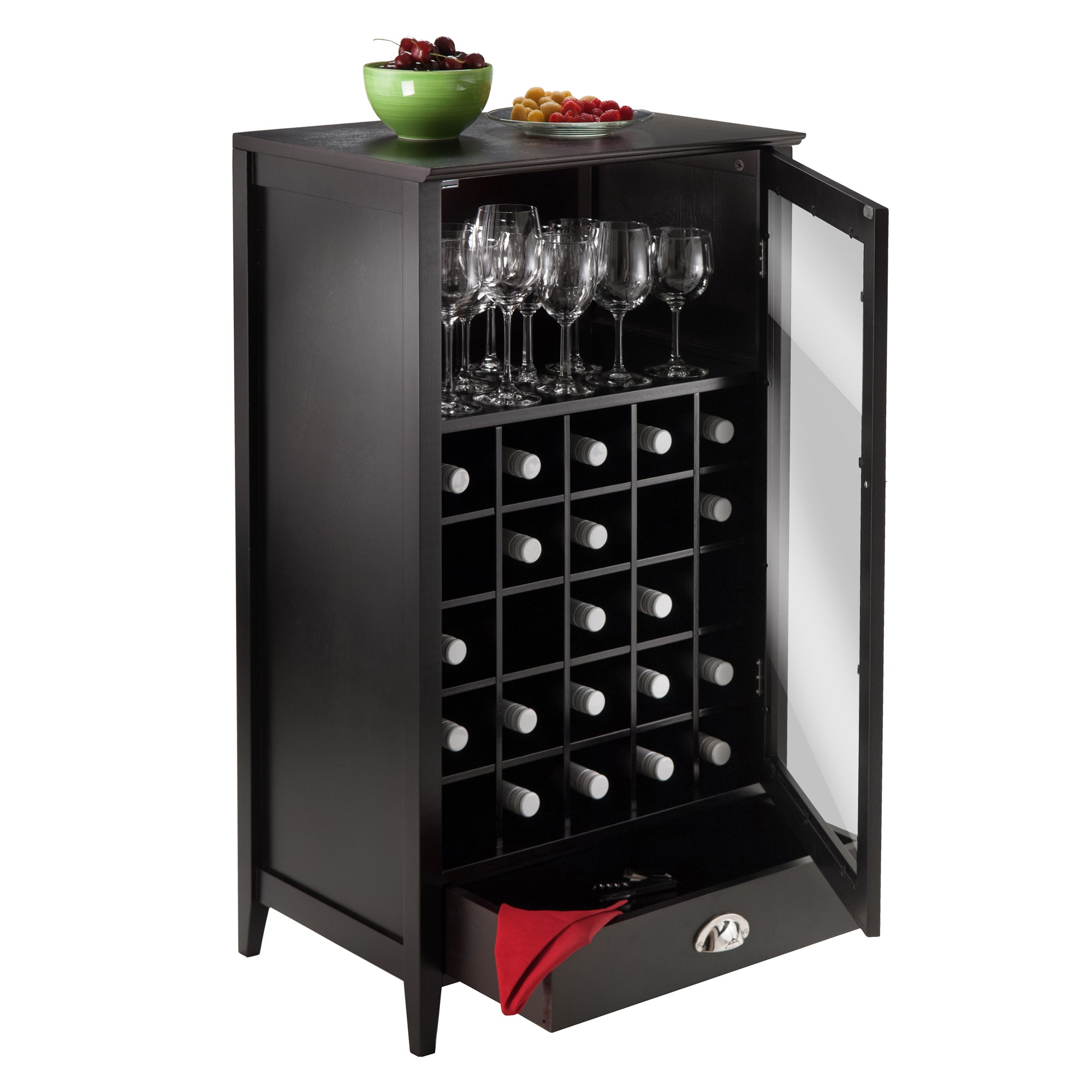 Winsome Wood 25-Bottle Slot Modular Bordeaux Wine Cabinet