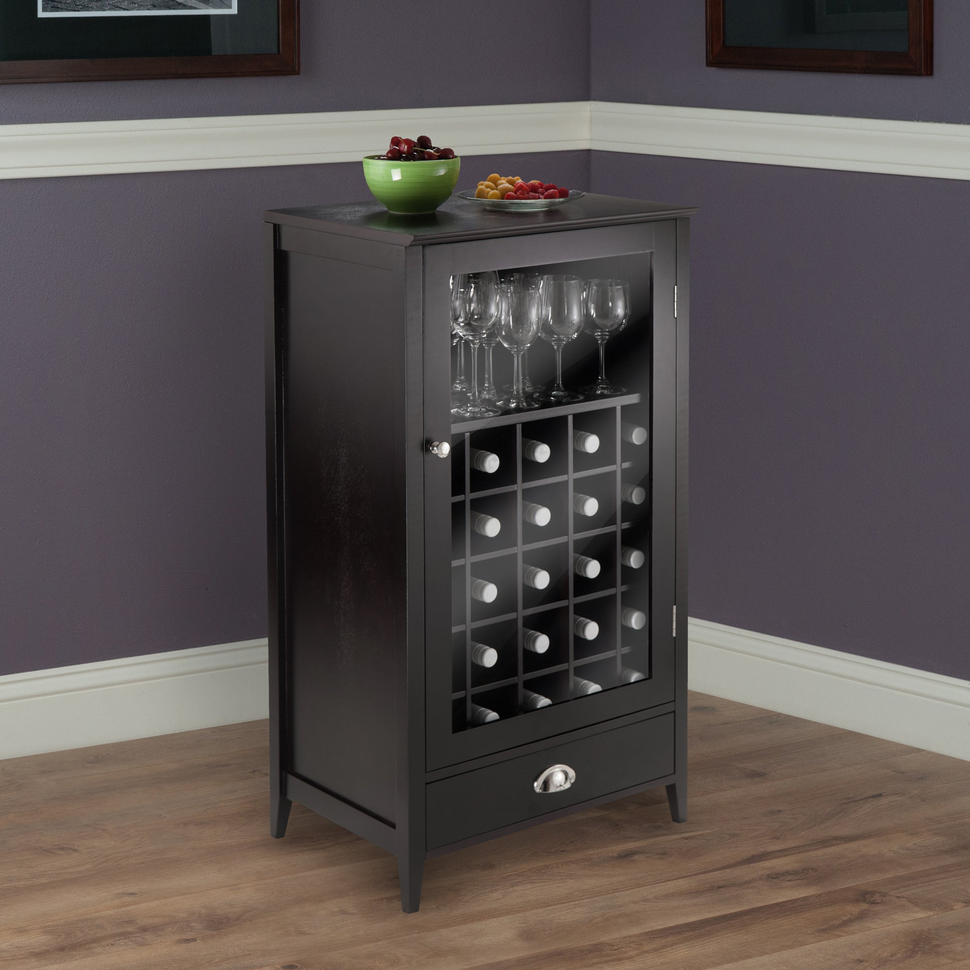 Winsome Wood 25-Bottle Slot Modular Bordeaux Wine Cabinet