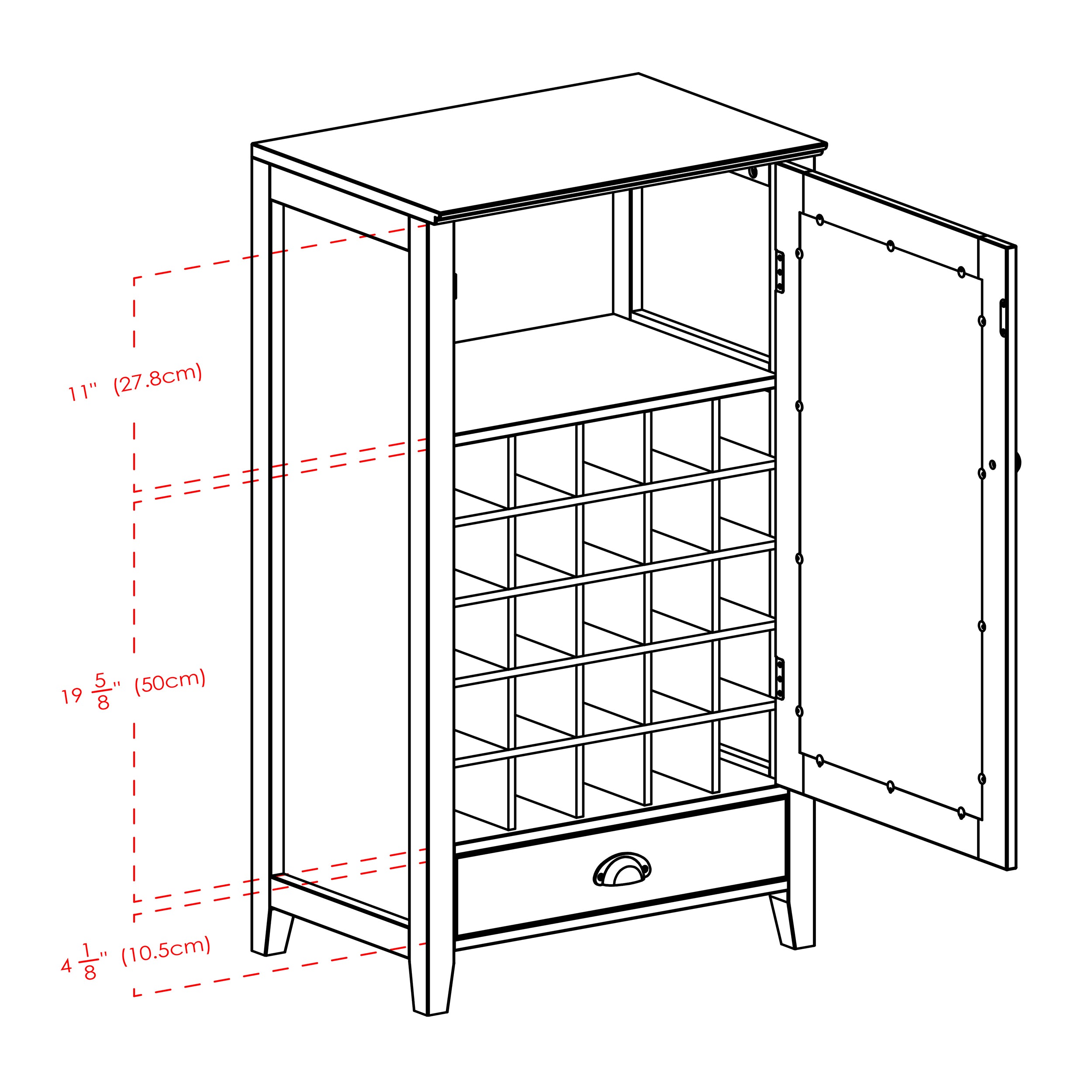 Winsome Wood 25-Bottle Slot Modular Bordeaux Wine Cabinet