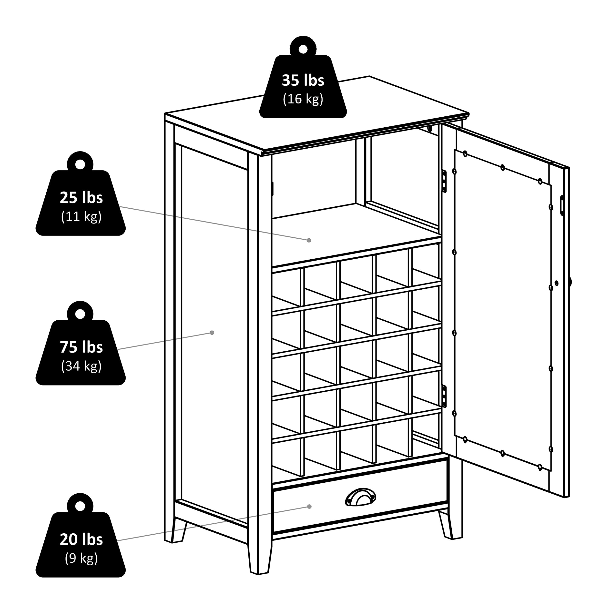 Winsome Wood 25-Bottle Slot Modular Bordeaux Wine Cabinet