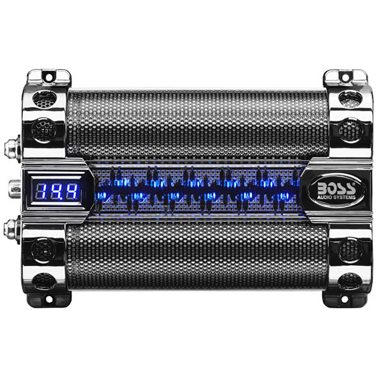 BOSS Audio Systems CAP8 Car Capacitor - 8 Farad, Energy Storage, Enhanced Bass From Stereo, Warning Reverse Polarity Tone, Voltage Overload Low Battery Voltage Led