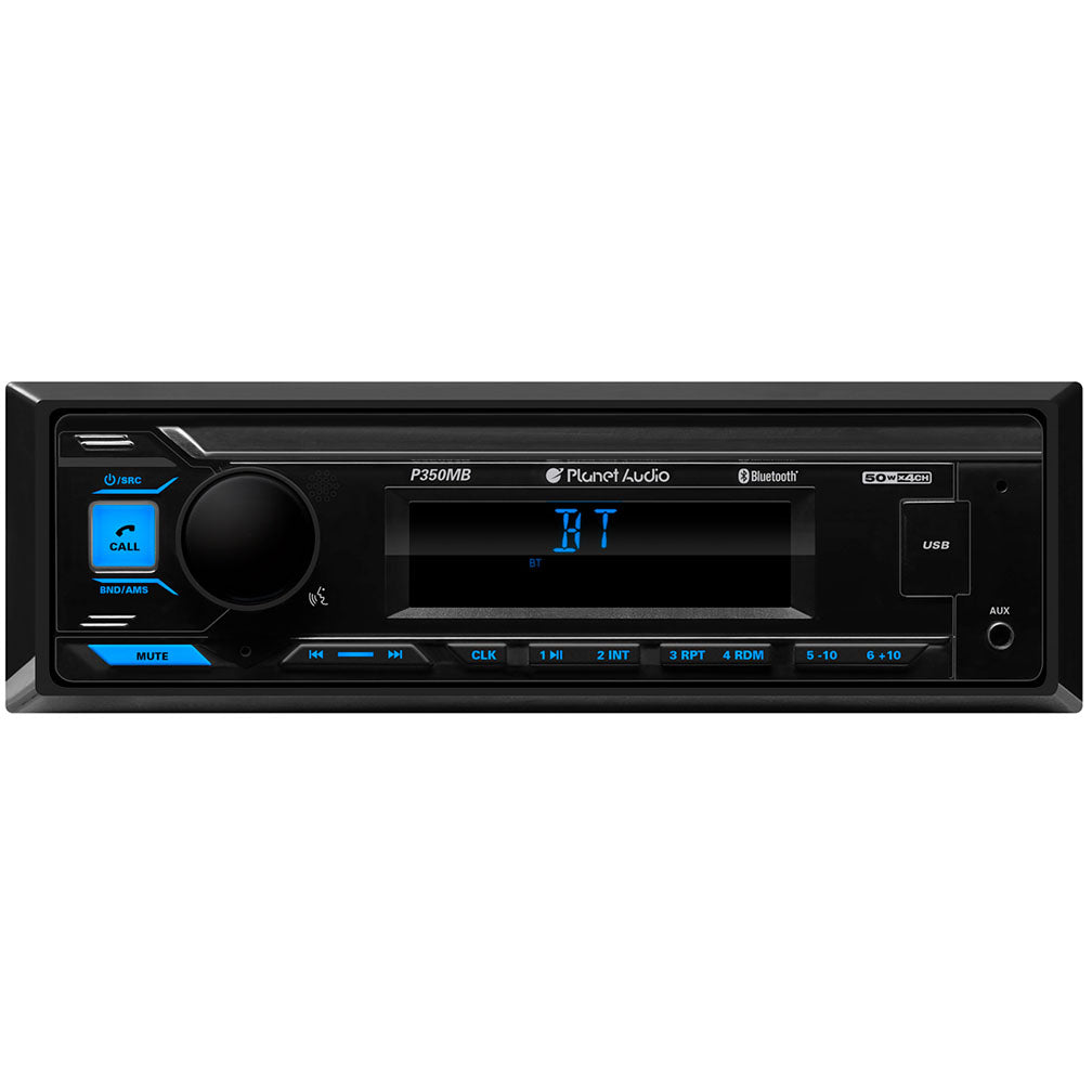 Planet Audio P350MB Car Audio Stereo System - Single Din, Bluetooth Audio and Hands-Free Calling, MP3, USB Audio, USB Charging, AUX Input, AM/FM Radio Receiver, No CD Player