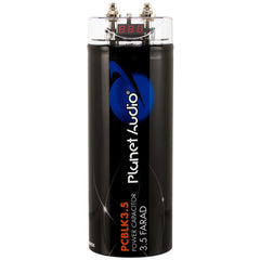 Planet Audio PCBLK3.5 Car Capacitor – 3.5 Farad, Energy Storage, Enhance Bass From Stereo, Warning Tones, LED Voltage Meter
