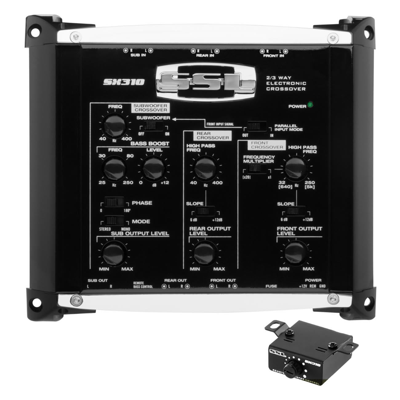 Sound Storm Laboratories SX310 Car Audio Electronic Crossover - 2/3 Way Pre-amp, with Remote Subwoofer Level Control, Use with Amplifier Stereo Equalizer, Line Output Converter