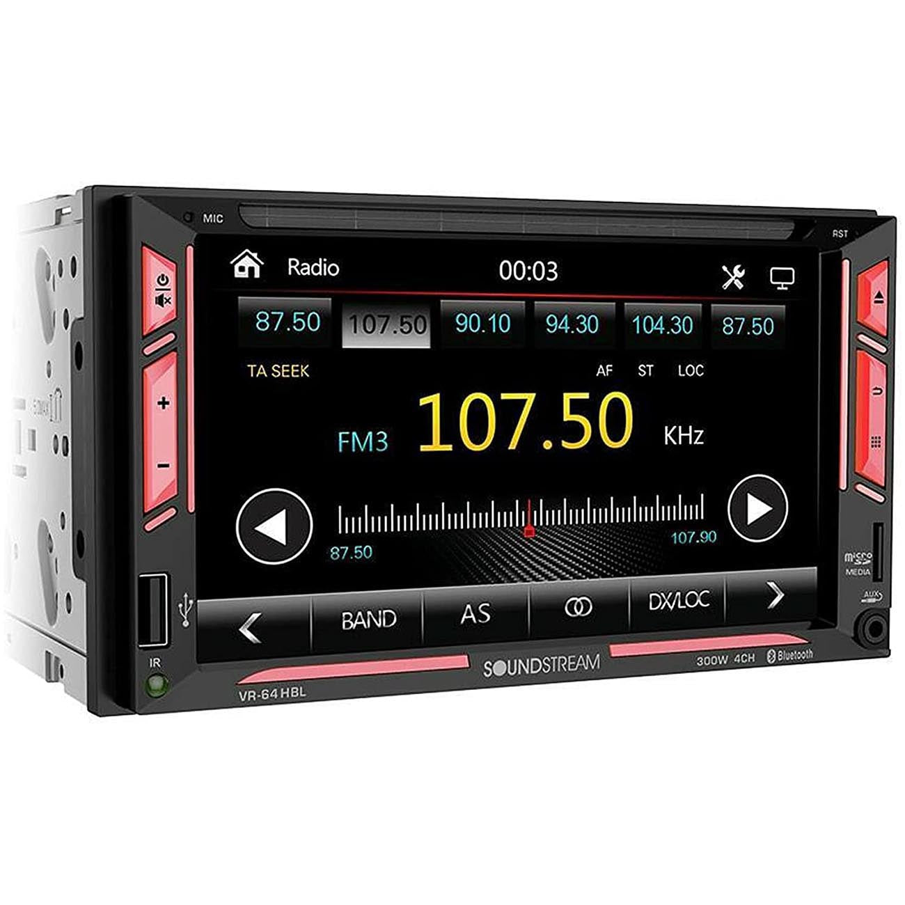 SOUNDSTREAM VR-64HBL Double Din Car Stereo Receiver, 7 Inch Touchscreen Bluetooth Multimedia Radio Backup Camera Ready, USB SD AUX MP3 MP4 Media
