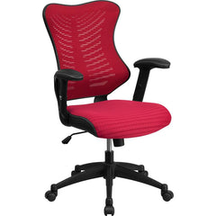 High Back Designer Burgundy Mesh Executive Swivel Office Chair