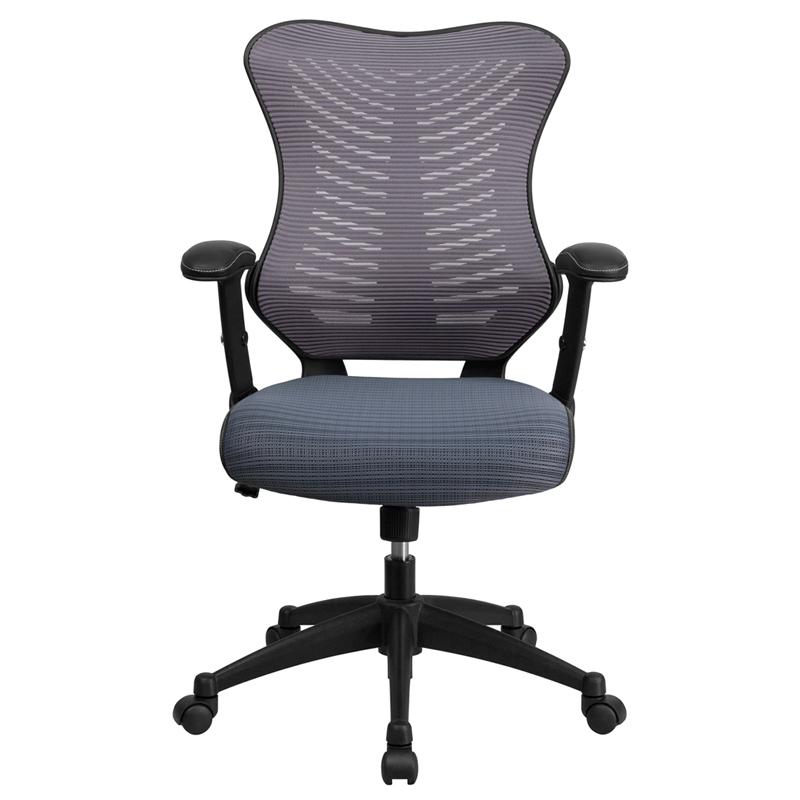 High Back Designer Gray Mesh Executive Swivel Office Chair with Adjustable Arms