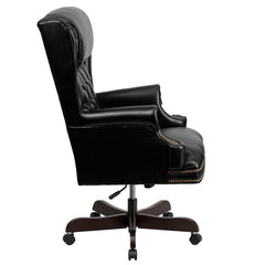 High Back Black Executive Office Chair with Oversized Headrest & Nail Trim Arms