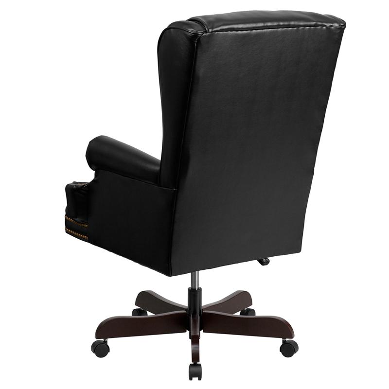 High Back Black Executive Office Chair with Oversized Headrest & Nail Trim Arms