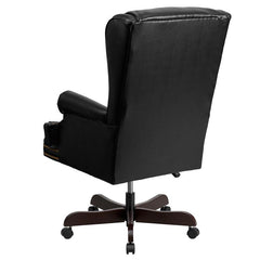 High Back Black Executive Office Chair with Oversized Headrest & Nail Trim Arms