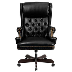 High Back Black Executive Office Chair with Oversized Headrest & Nail Trim Arms