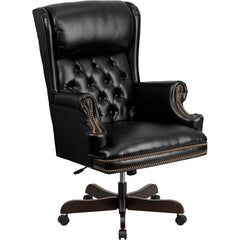 High Back Black Executive Office Chair with Oversized Headrest & Nail Trim Arms